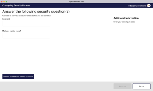 "Change My Security Phrases"